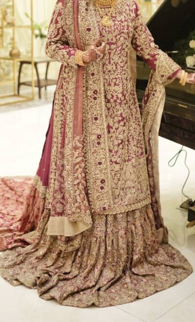Bridal tale Farshi Lehnga  (Haris Shakeel) Deep Maroon color
