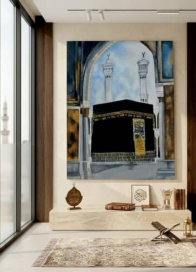 Grand 4×3 ft Handmade Oil Painting on Canvas - Holy Kaaba Architecture