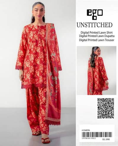 only 3500 3piece unstitched suit red color free delivery