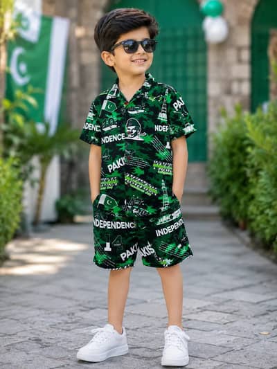 14 August 2Pcs Boys Kurta Shorts Set | Independence Day Kids Outfit