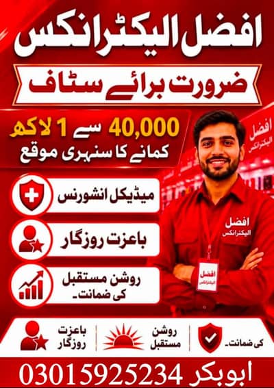 AFZAL ELECTRONICS hiring firld staff & Recovery Officer. . . . .