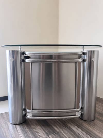 reception counter steel and glass