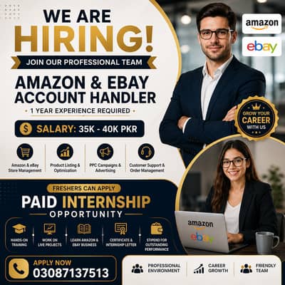 Ebay / Amazon Jobs in Faisalabad / 0/3/0/8/7/1/3/7/5/1/3