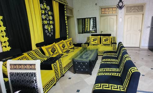 sofa set with table with cotton