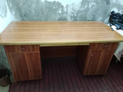 Almost New Wooden Office Table | Large Study Table with Drawers & Cabi