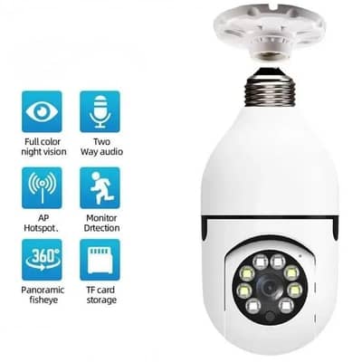 WiFi Bulb Security Camera with Night Vision & Built-in Speaker