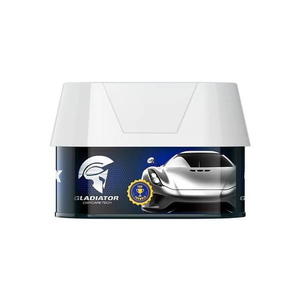 Gladiator Carnauba Hard Wax Car Polish | High-Gloss Mirror Finish, UV Defense & Hydrophobic Shield (200g Tin with Sponge)