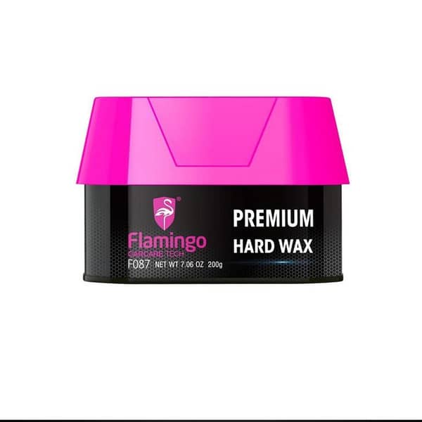Flamingo Premium Carnauba Hard Wax Car Polish | High-Gloss Mirror Finish, UV Protection & Hydrophobic Shield (200g Tin with Sponge)