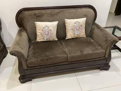 2 seater sofa with coffee table and 2 side tables
