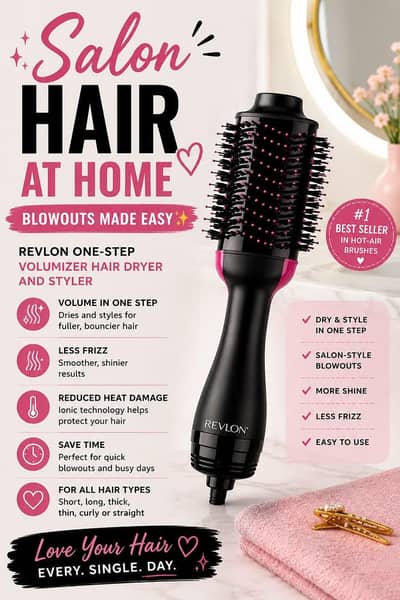 Revlon Hair Dryer Brush + Straightener | Salon Blowout at Home