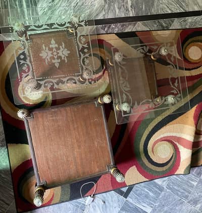 3pc Wooden Glass top Side Tables Set - Good Condition*