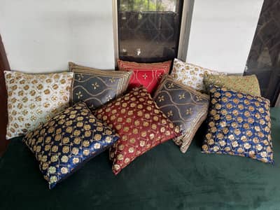 Hand Made Cushion with Gota Work in Katan Silk