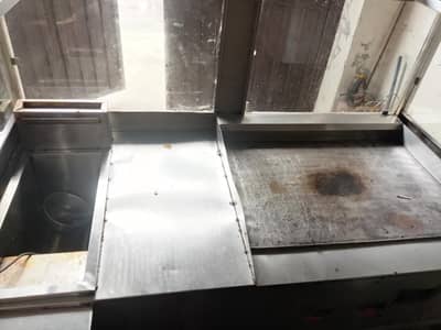 all set bbq fries showarma burger counter steel body all freezer also
