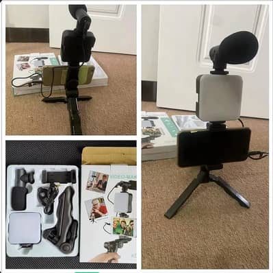 Vlogging Kit with Mic & Light Black \All pakistan Delivary| Box packed