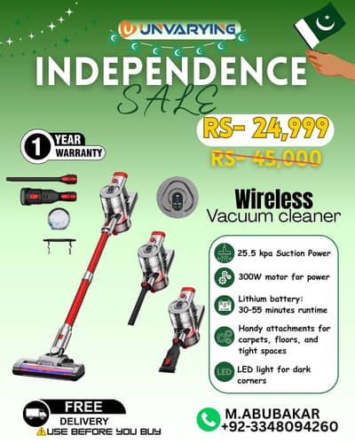 Wireless Vacuum cleaner by Unvarying electronics Azadi Sale