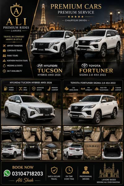 Premium Rent a Car Lahore | Fortuner & Tucson | Chauffeur Services