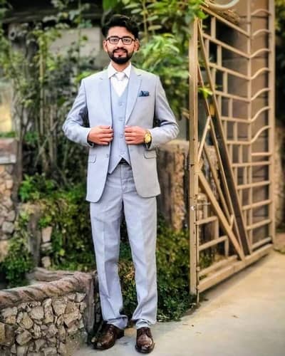 Gray 3 piece suit for men