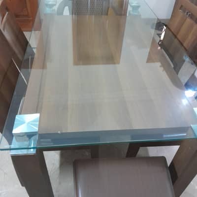Dining Table Set (6 Seater) with 5 Chairs – Good Condition