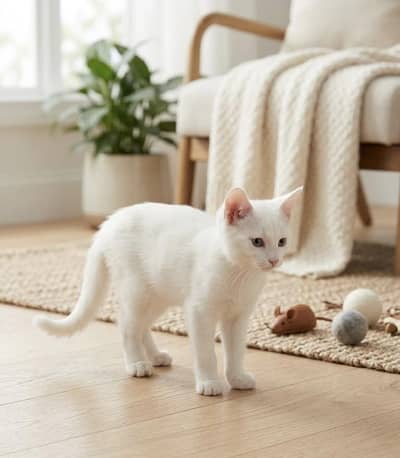 Vaccinated beautiful pure White Persian cat
