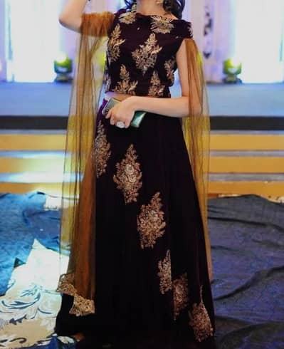 Velvet blouse and lehnga