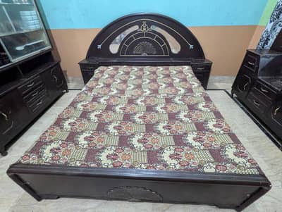 Wooden Bed , Dressing Table and crockery cabinet - Good  Condition