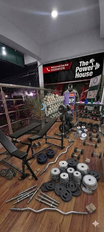 rubber dumbbell weight plates multi gym bench press chrome rod rack st