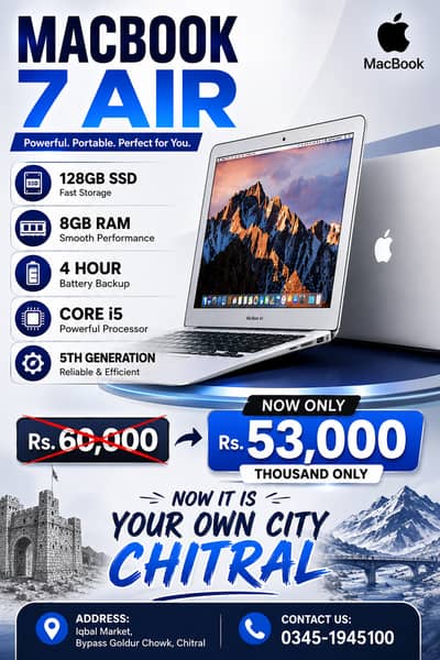 Macbook Air For Sale At IT HUB Chitral