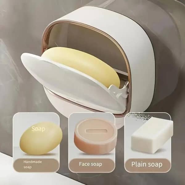 Covered Pot Style Wall-mounted Soap Box - Odorless, Easy to Install, No Drilling Required, Double-layer Plastic Soap Holder, Suitable for Bathroom and Kitchen Storage