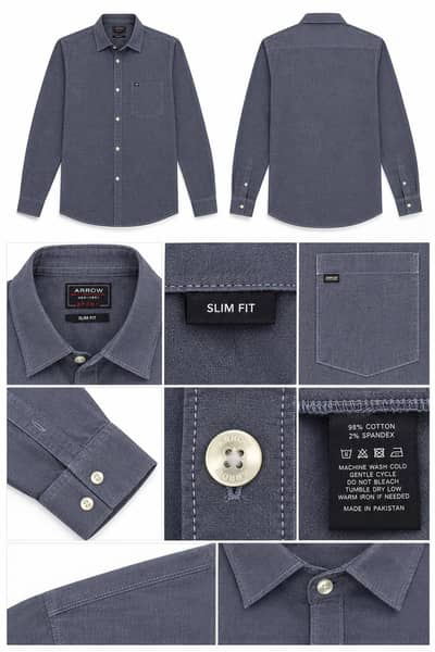 Navy Blue Textured Casual Shirt - Arrow Premium Collection