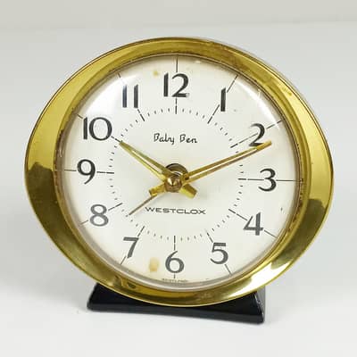 Vintag 1960s Scottish Westclox Baby Ben Style 8 Mechanical Alarm Clock