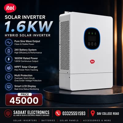 itel 1.6KW Hybrid Solar Inverter | Pure Sine Wave | MPPT Solar Inverte