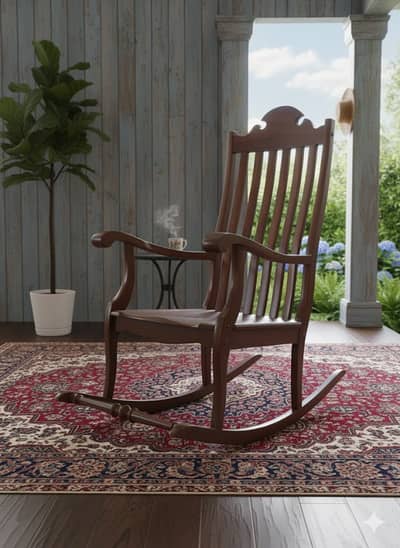 Premium Solid Wood Rocking Chair | Classic Handcrafted Relaxing Chair