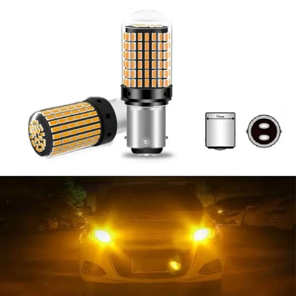 1157 LED Bulbs Amber Orange Double Point BAY15D P21 for DRL, Indicators, or Brake Lights