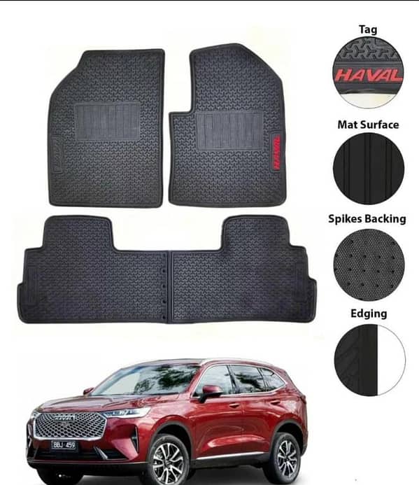 Haval H6 PVC Rubber Latex Floor Mats, 3-Piece Set (Black) for 2021–2024
