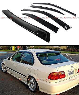 Honda Civic 1996-2001 Window Rain Visor, 4-Piece Black Kit