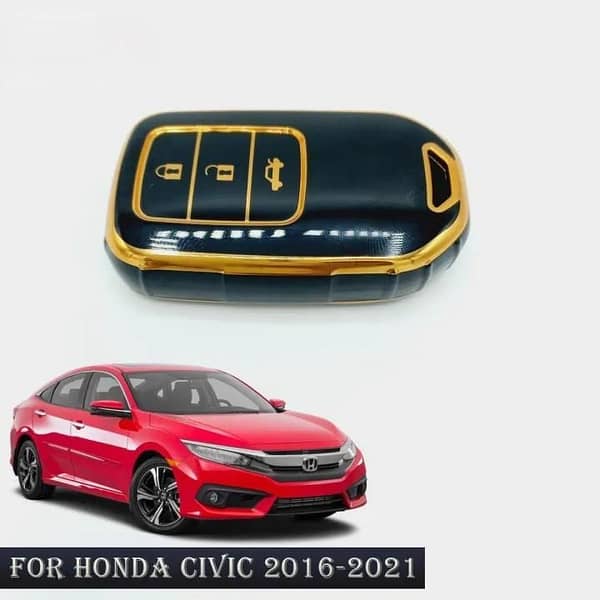 Honda Civic 2016-2021 TPU Key Cover in Black-Gold