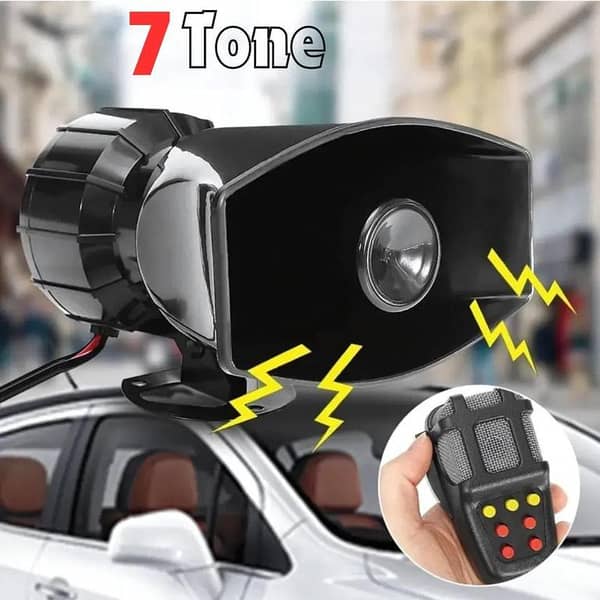 7-Sound Loud Car Warning Alarm with Mic - 12V Siren Air Horn Megaphone for Fire/Rescue Vehicles