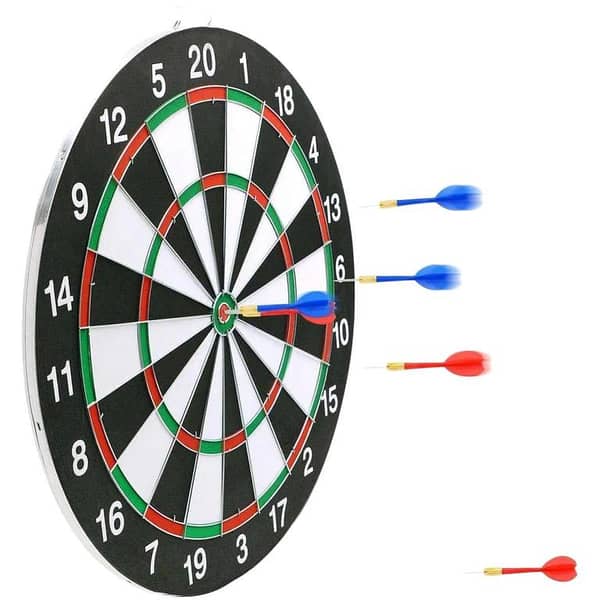 18" Dart Board with 6 Darts and 1 Double Sided score Game Set