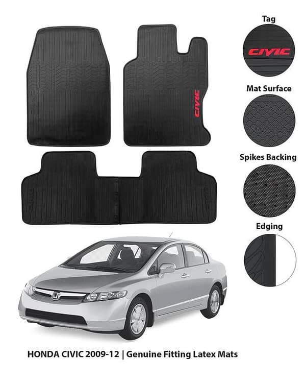 HONDA CIVIC 2009–2012 Reborn Latex Rubber Car Floor Mat