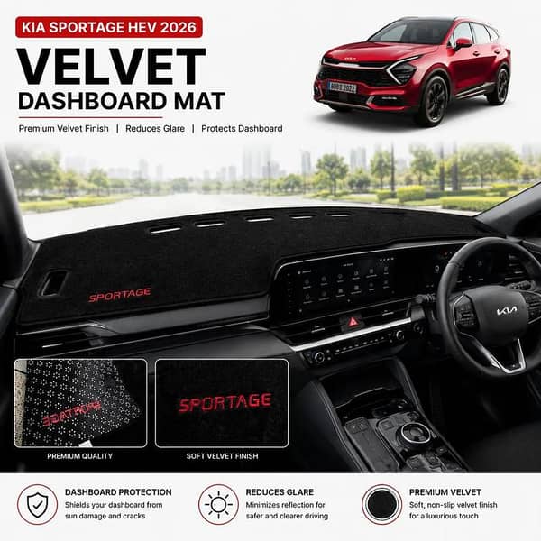 Kia Sportage HEV 2026 Velvet Dashboard Mat | Premium Anti-Glare Custom-Fit Interior Protection