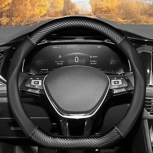 Hand-Stitched Carbon Fiber Steering Cover