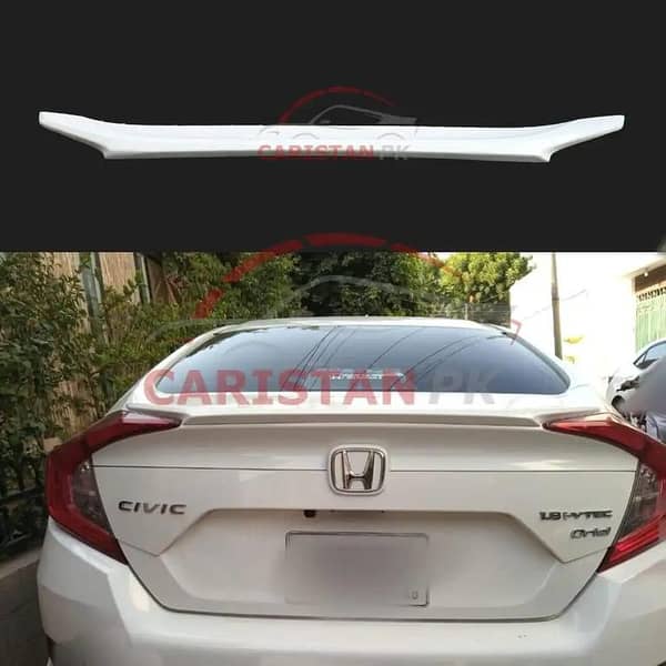 Unpainted Honda Civic Trunk Spoiler (2016-2021) – Fiber Glass, Double-Coated, Ready for DIY Paint