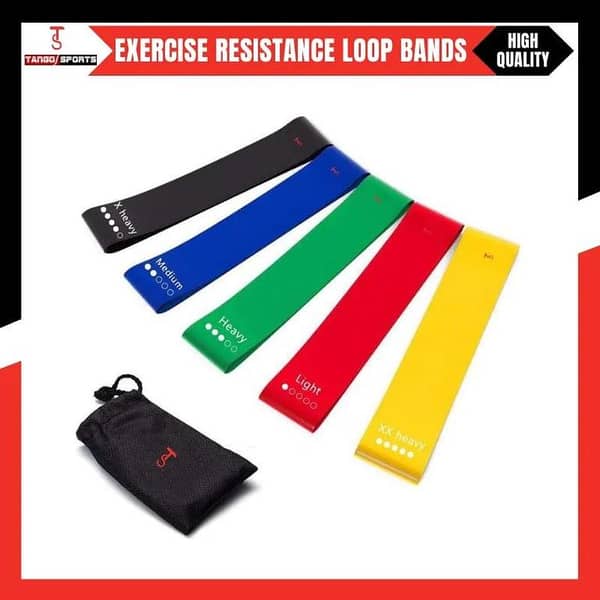 Loop Band: 5-Color Yoga Resistance Rubber Band Set (Pack of 5) – Leg Loop Bands, Thera Bands, Elastic Fitness Bands