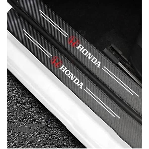 Honda Logo Side Door Edge Guard Sill Protection Strips, Carbon Fiber Finish — 4 Pieces