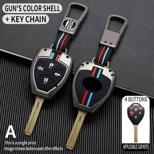 Toyota Corolla 2009-2012 / Old Vitz Premium Zinc Alloy Key Cover with 4-Button Keychain (Waterproof & Dustproof)