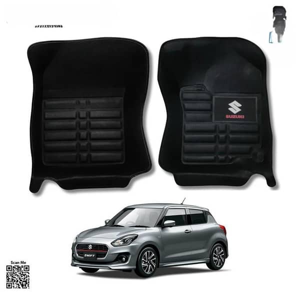 Suzuki Swift 5D Custom Floor Mats with Logo, 3-Piece Set (2021-2025), Black
