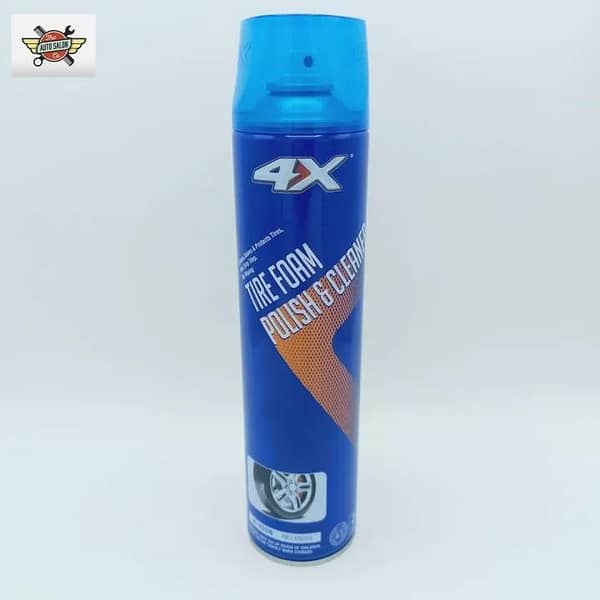 4X Tire Shine Polish Spray: Tyre Foam Cleaner with Silicone, 500ml