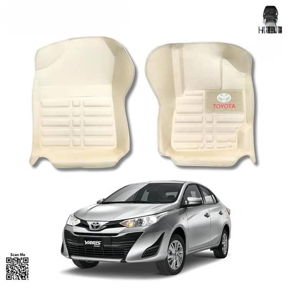 Toyota Yaris 5D with Logo Custom Floor Mat 3 Pcs Beige