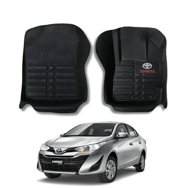 Toyota Yaris 5D Custom Floor Mat Set (3 Pcs) with Logo - Black