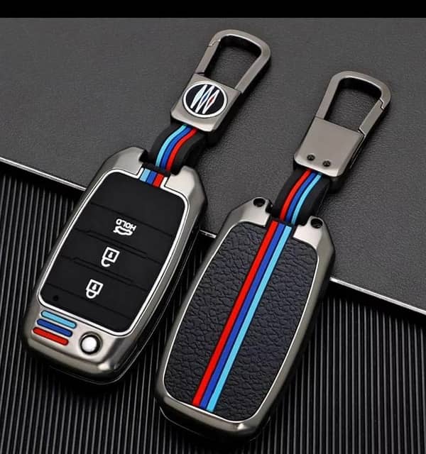 Kia Picanto Metal Key/Remote Cover with Key Chain (Premium Imported) With Key Chain
